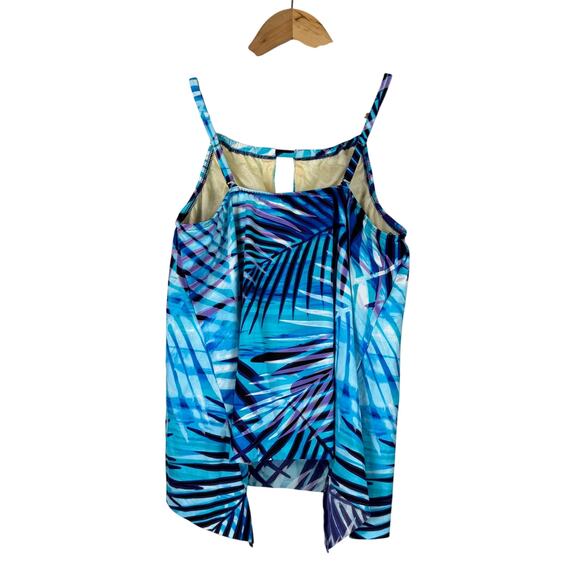 Miraclesuit NWT Palm Reader Peephole Tankini Top Blue Size 12 Bra Top Adjustable - Picture 4 of 10